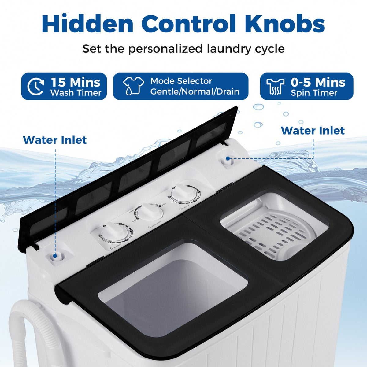 Portable Washing Machine 18 lbs Mini Laundry Machine with 11 LBS Washer-Black view 7