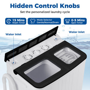 Portable Washing Machine 18 lbs Mini Laundry Machine with 11 LBS Washer-Black view 7