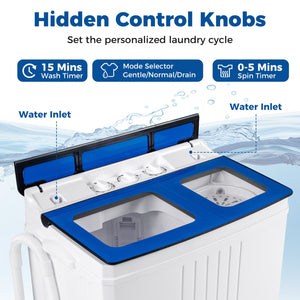 Portable Washing Machine 18 lbs Mini Laundry Machine with 11 LBS Washer-Blue view 7