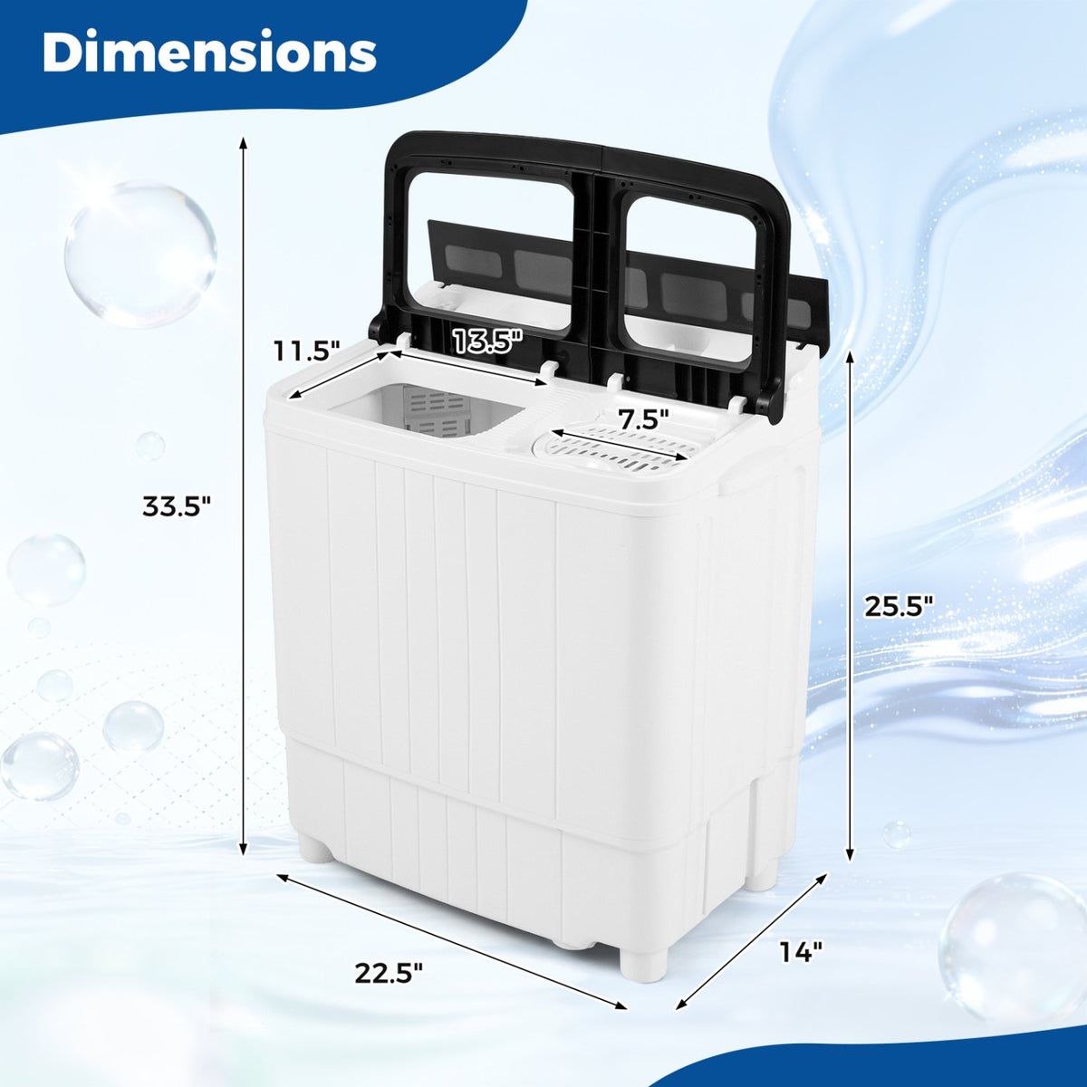 Portable Washing Machine 18 lbs Mini Laundry Machine with 11 LBS Washer-Grey view 5