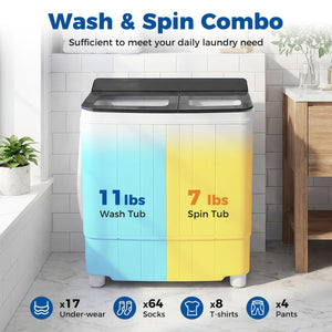 Portable Washing Machine 18 lbs Mini Laundry Machine with 11 LBS Washer-Grey view 6