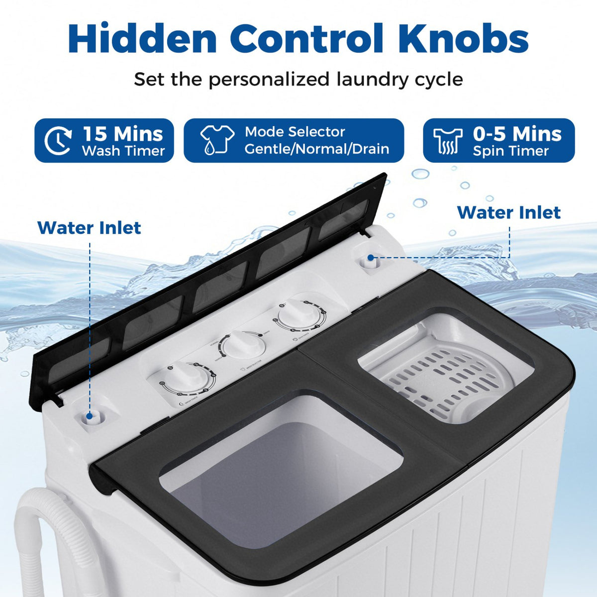 Portable Washing Machine 18 lbs Mini Laundry Machine with 11 LBS Washer-Grey view 7