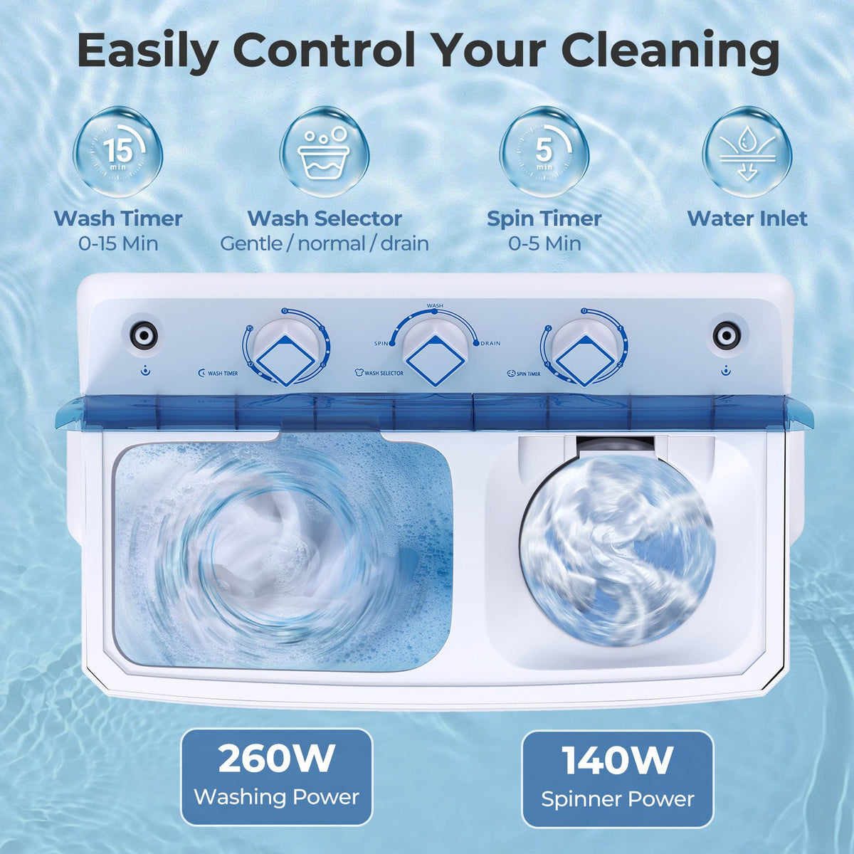 Portable Washing Machine for Dorms and Apartment-Blue view 8
