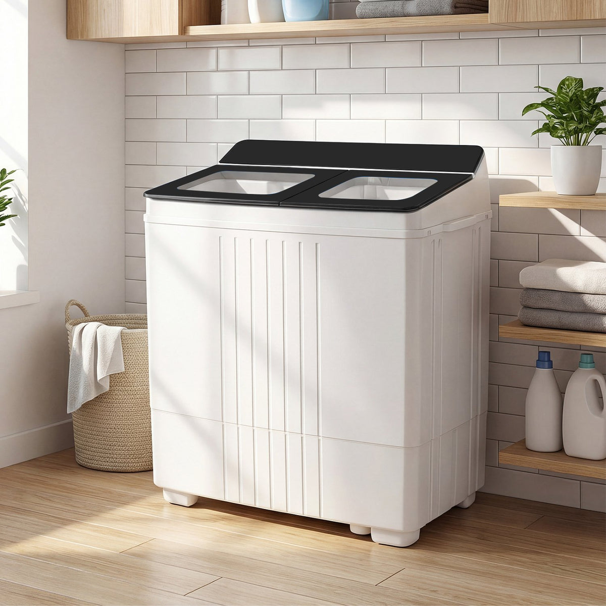 Portable Washing Machine with 12 LBS Washer and 8 LBS Spinner Combo for Apartments-Black view 3