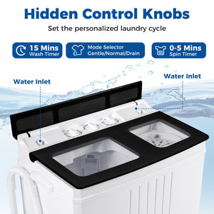 Portable Washing Machine with 12 LBS Washer and 8 LBS Spinner Combo for Apartments-Black view 7