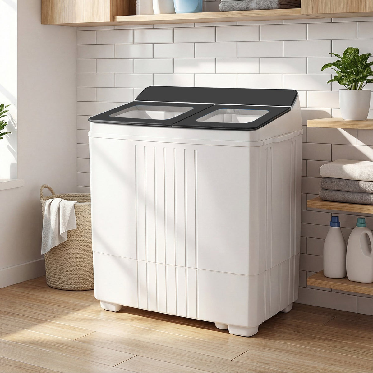 Portable Washing Machine with 12 LBS Washer and 8 LBS Spinner Combo for Apartments-Gray view 3
