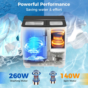 Portable Washing Machine with 12 LBS Washer and 8 LBS Spinner Combo for Apartments-Gray view 8