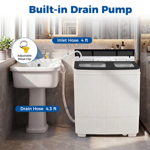 Portable Washing Machine with 12 LBS Washer and 8 LBS Spinner Combo for Apartments-Gray view 9