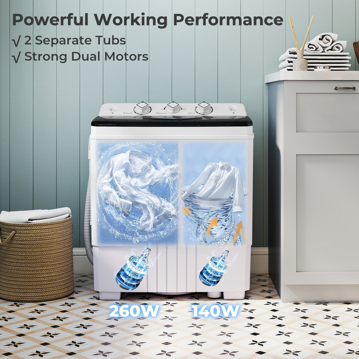 Portable Washing Machine with Built-in Drain Pump-Black view 6