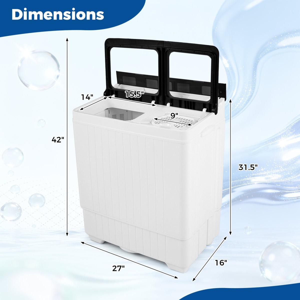 Portable Washing Machine with 18 LBS Washer and 8 LBS Spinner Combo-Black view 5