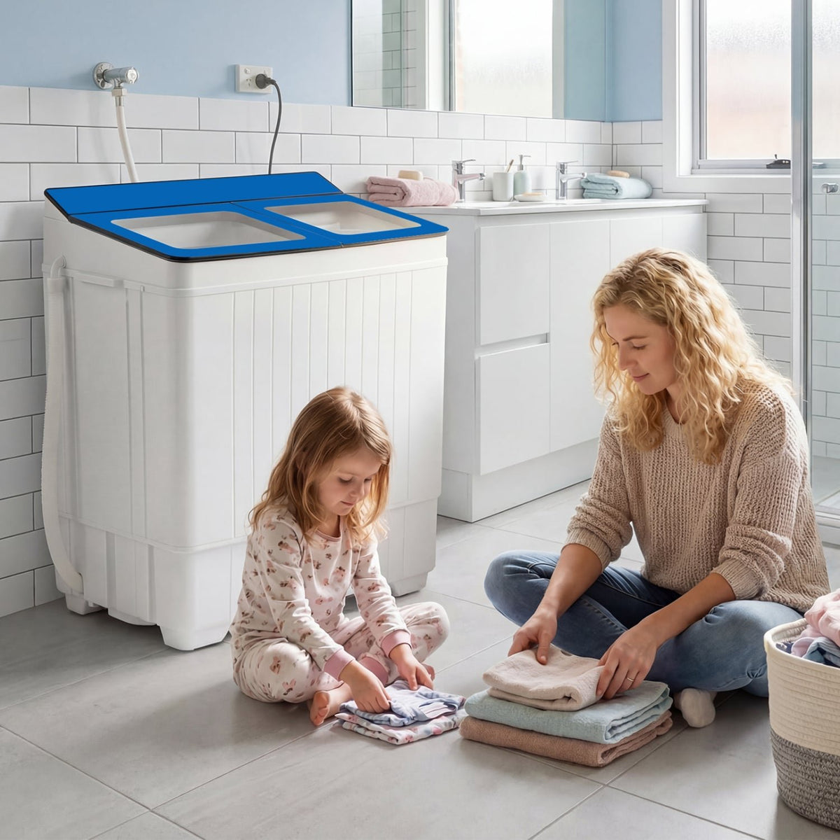 Portable Washing Machine with 18 LBS Washer and 8 LBS Spinner Combo-Blue view 2