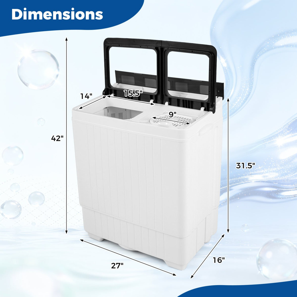 Portable Washing Machine with 18 LBS Washer and 8 LBS Spinner Combo-Gray view 5
