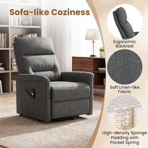 Power Lift Recliner Chair for Elderly with Remote Control and Side Storage Pocket-Gray view 6