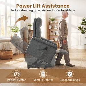 Power Lift Recliner Chair for Elderly with Remote Control and Side Storage Pocket-Gray view 7
