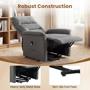 Power Lift Recliner Chair for Elderly with Remote Control and Side Storage Pocket-Gray view 9