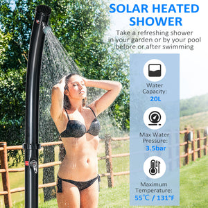 Solar Outdoor Shower, 5.3-Gallon Garden Shower with Adjustable Water Temperature up to 140°F, Black