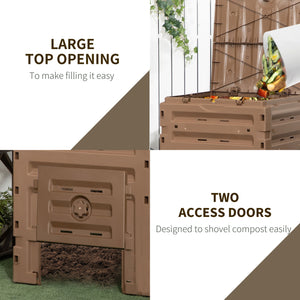 Compost Bin, Garden Composter with 80 Vents and 2 Doors, 120 Gallon (450L), Brown – view 5