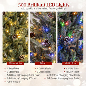 Pre-Lit Artificial Christmas Tree with Multicolored LED Lights-M view 8