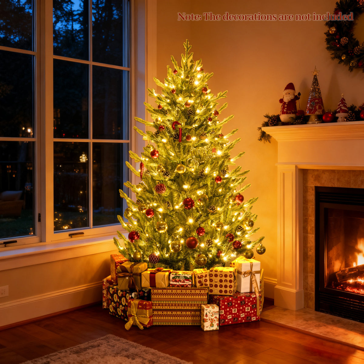 Pre-Lit Artificial Christmas Tree with Multicolored LED Lights-S view 2