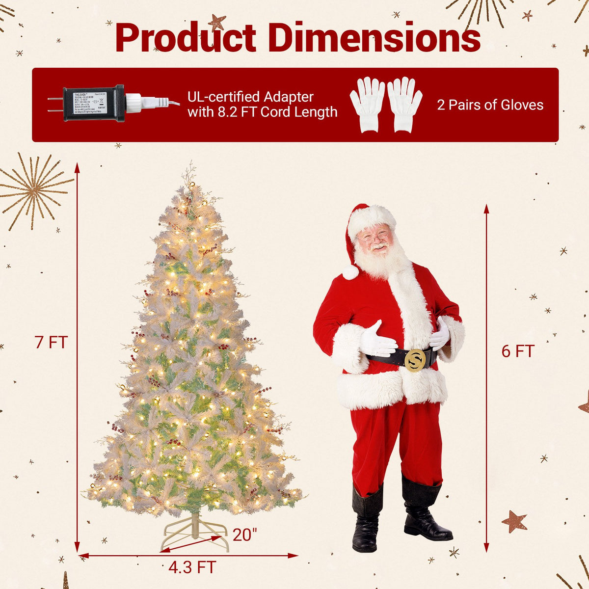 Pre-Lit Artificial Christmas Tree with Snow Flocked Branch Tips-M view 4