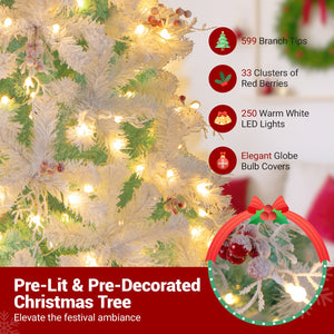 Pre-Lit Artificial Christmas Tree with Snow Flocked Branch Tips-S view 7