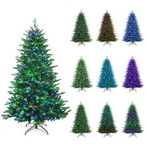 Pre-lit Artificial Hinged Christmas Tree with APP Controlled LED Lights-7' view 9