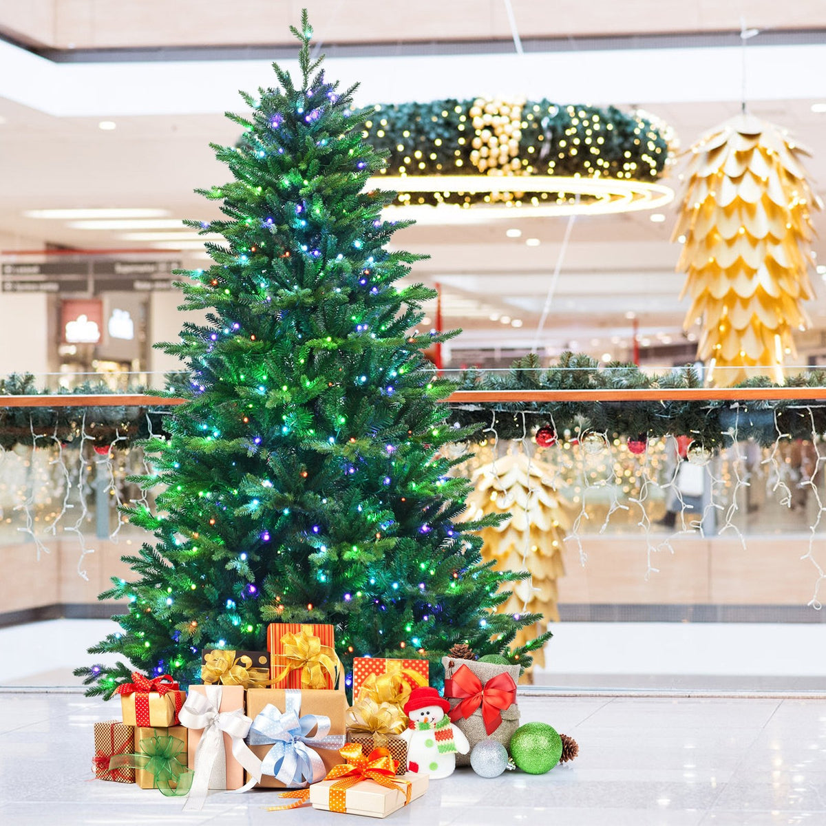 Pre-lit Artificial Hinged Christmas Tree with APP Controlled LED Lights-8' view 6