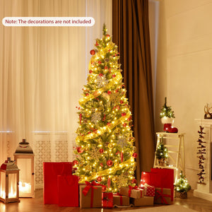 Pre-lit Artificial Pencil Christmas Tree with Pine Cones and Red Berries-6 ft view 3