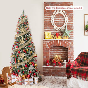 Pre-lit Artificial Pencil Christmas Tree with Pine Cones and Red Berries-6 ft view 9