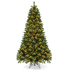 6/7/8 Feet Hinged Christmas Tree with PVC Branch Tips Warm White LED Lights-7 ft view 4