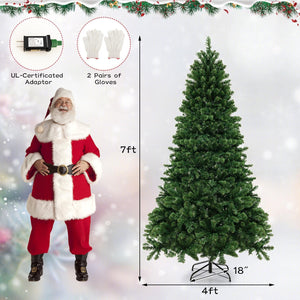6/7/8 Feet Hinged Christmas Tree with PVC Branch Tips Warm White LED Lights-7 ft view 5