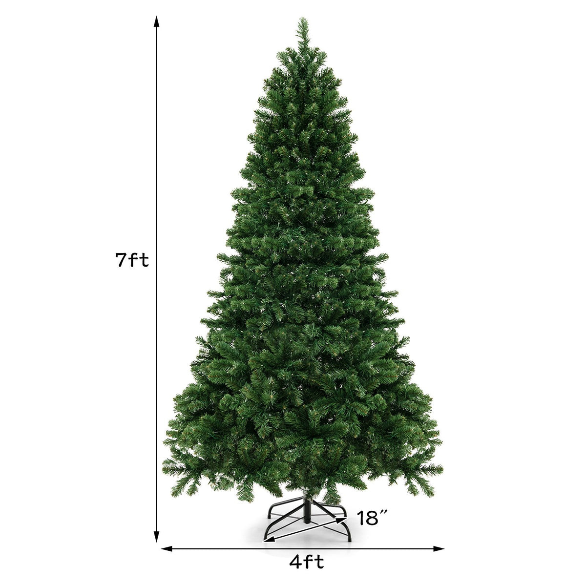 6/7/8 Feet Hinged Christmas Tree with PVC Branch Tips Warm White LED Lights-7 ft view 9