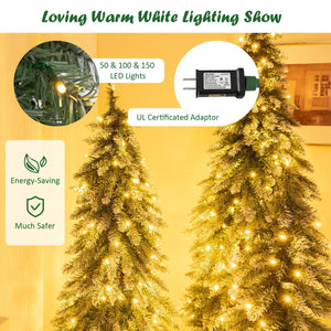 Pre-Lit Christmas Tree Set of 3 - Snowy and Slim view 9