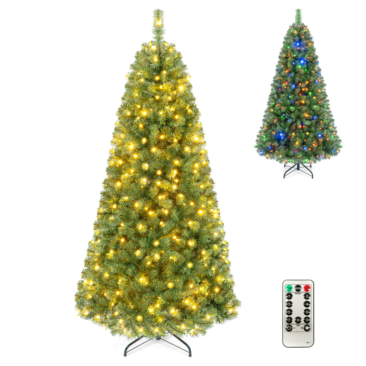 Pre-Lit Green Artificial Christmas Tree with Full Branch Tips-6 Feet view 4