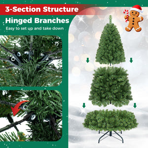 Pre-Lit Green Artificial Christmas Tree with Full Branch Tips-6 Feet view 7