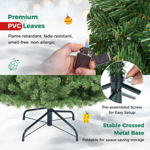 Pre-Lit Green Artificial Christmas Tree with Full Branch Tips-6 Feet view 9