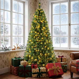 Pre-Lit Green Artificial Christmas Tree with Full Branch Tips-7 Feet view 2