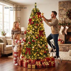 Pre-Lit Green Artificial Christmas Tree with Full Branch Tips-7 Feet view 3