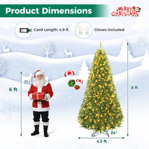 Pre-Lit Green Artificial Christmas Tree with Full Branch Tips-8 Feet view 5