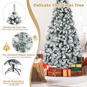 Pre-Lit Premium Snow Flocked Hinged Artificial Christmas Tree-7.5 ft view 3