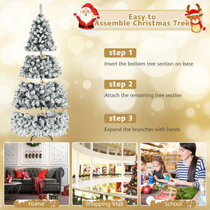 Pre-Lit Premium Snow Flocked Hinged Artificial Christmas Tree-7.5 ft view 9