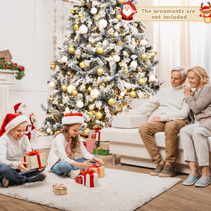 Pre-Lit Premium Snow Flocked Hinged Artificial Christmas Tree-9 ft view 3