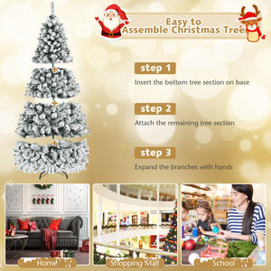Pre-Lit Premium Snow Flocked Hinged Artificial Christmas Tree-9 ft view 9
