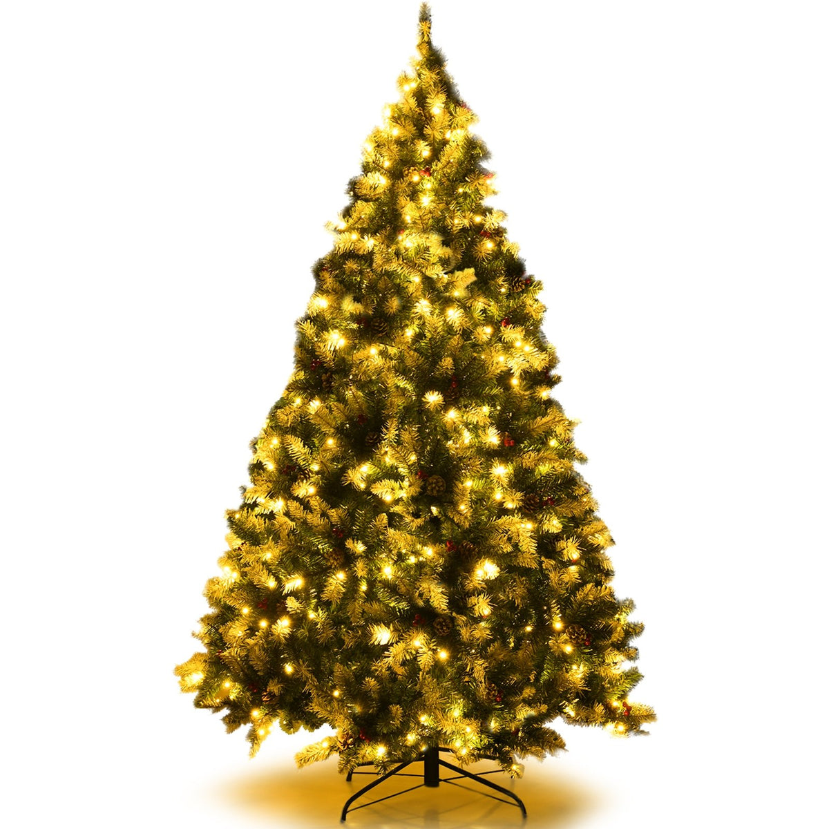 Pre-lit Snow Flocked Christmas Tree with Red Berries and LED Lights-6 Feet view 4