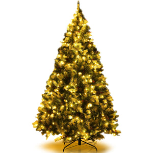 Pre-lit Snow Flocked Christmas Tree with Red Berries and LED Lights-6 Feet view 4