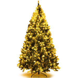 Pre-lit Snow Flocked Christmas Tree with Red Berries and LED Lights-7.5 Feet view 4
