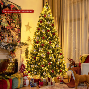 Pre-lit Snow Flocked Christmas Tree with Red Berries and LED Lights-9 Feet view 2
