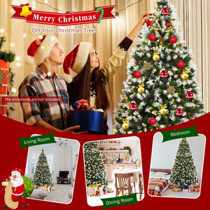 Pre-lit Snow Flocked Christmas Tree with Red Berries and LED Lights-9 Feet view 9