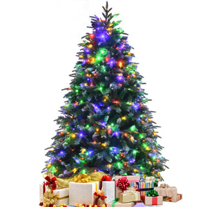 Pre-Lit Snowy Christmas Hinged Tree with Flash Modes and Multi-Color Lights-5 ft view 4