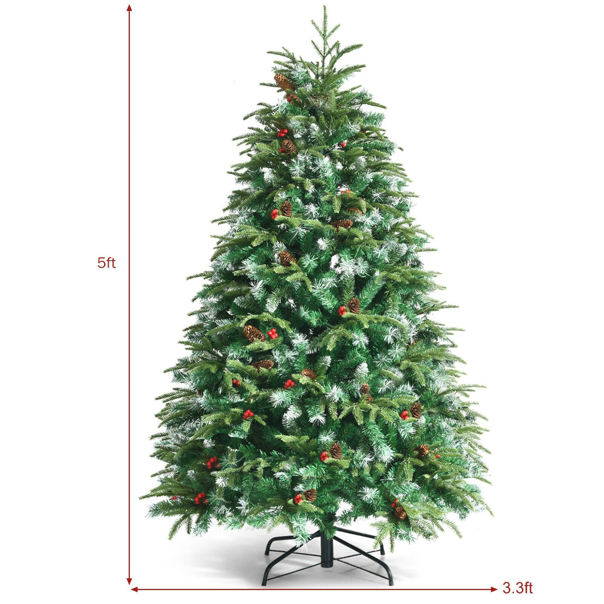 Pre-Lit Snowy Christmas Hinged Tree with Flash Modes and Multi-Color Lights-5 ft view 5